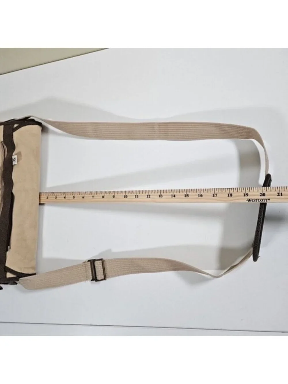 Kanata Sport Crossbody Messenger Bag Beige Canvas Pockets Shoulder Strap FLAW